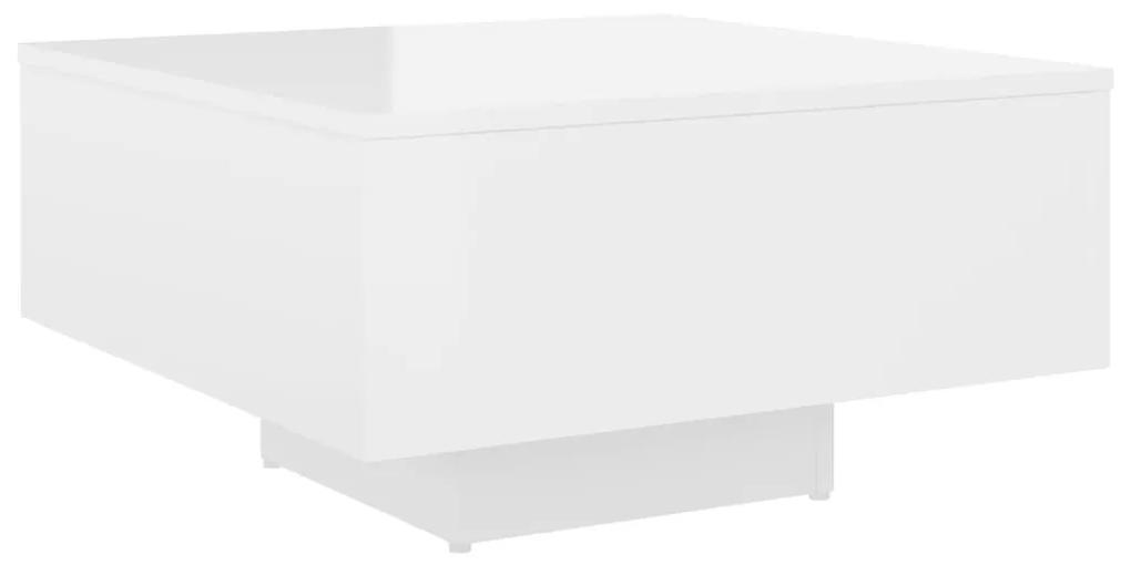 Τραπεζάκι Σαλονιού Γυαλιστερό Λευκό 60x60x31,5 εκ. Επεξ. Ξύλο - Λευκό