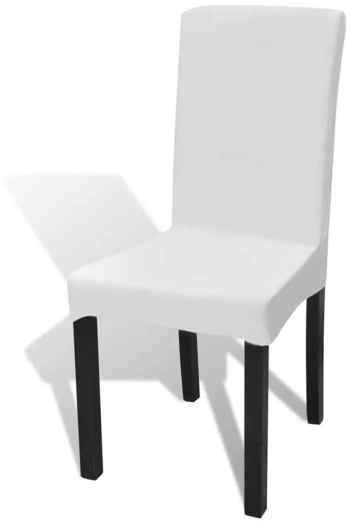 vidaXL Κάλυμμα Καρέκλας Ελαστικό Ίσιο 4 τεμ. Λευκό