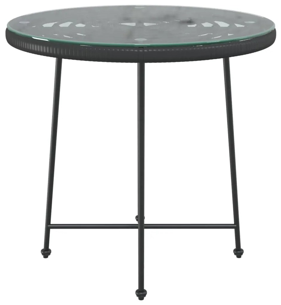 vidaXL Τραπεζαρία Μαύρη Ø80 εκ. από Ψημένο Γυαλί και Ατσάλι