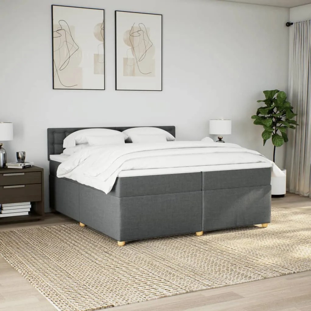 ΚΡΕΒΑΤΙ BOXSPRING ΜΕ ΣΤΡΩΜΑ ΣΚΟΥΡΟ ΓΚΡΙ 200X200 ΕΚ. ΥΦΑΣΜΑΤΙΝΟ 3286802