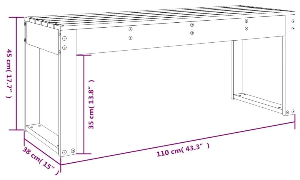 Παγκάκι Κήπου Γκρι 110 x 38 x 45 εκ. από Μασίφ Ξύλο Πεύκου - Γκρι