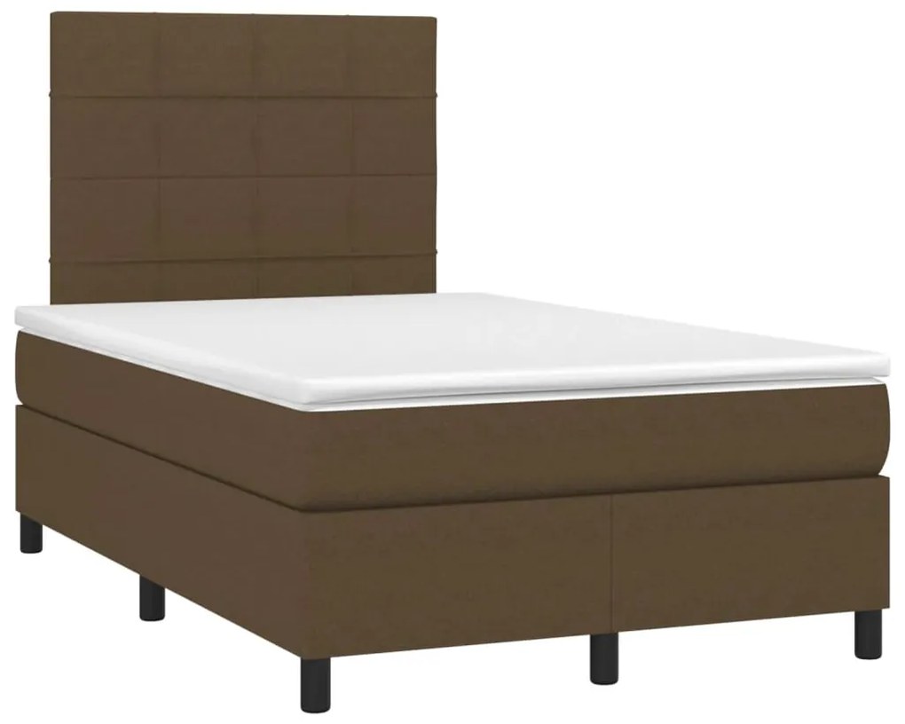 vidaXL Κρεβάτι Boxspring με Στρώμα Σκούρο Καφέ 120x190 εκ Υφασμάτινο