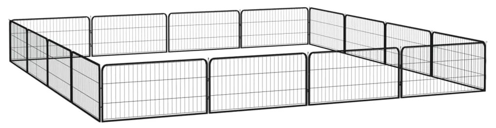 vidaXL Παρκοκρέβατο Σκύλου 16 Πάνελ Μαύρο 100x50εκ Ατσάλι Βαφή Πούδρας