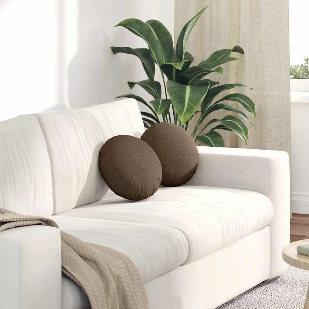 vidaXL Μαξιλάρια καθισμάτων 2 pcs Καφέ Ø30 x 13 εκ ύφασμα