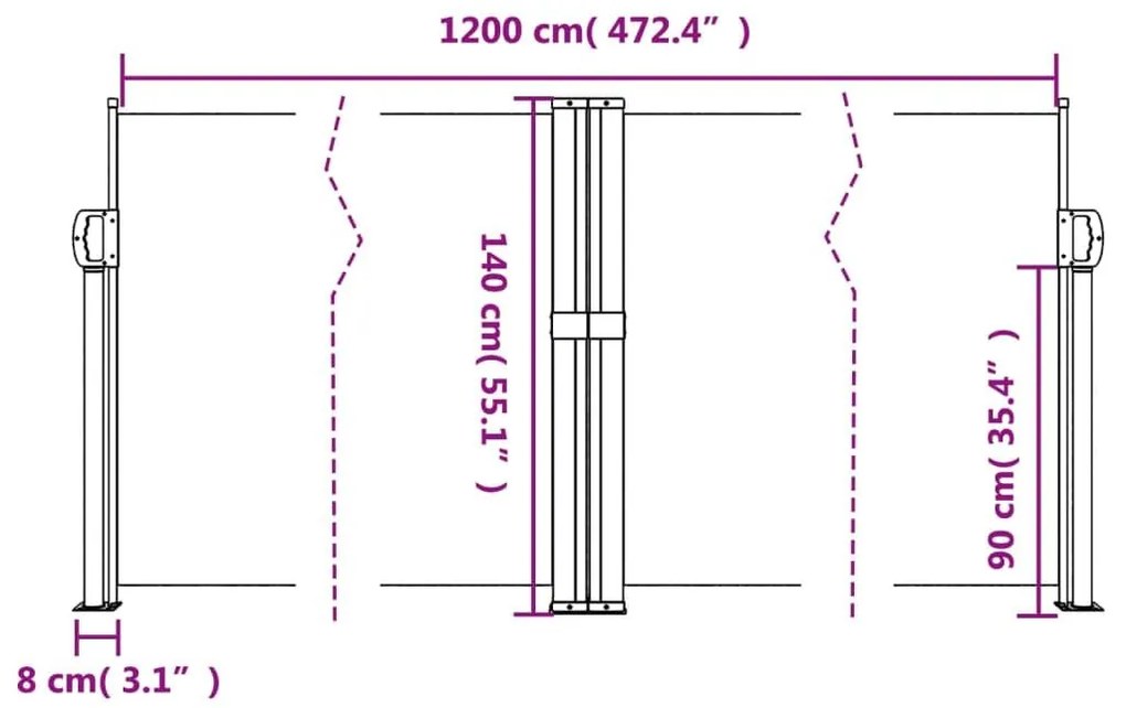 Σκίαστρο Πλαϊνό Συρόμενο Τερακότα 140 x 1200 εκ. - Πορτοκαλί