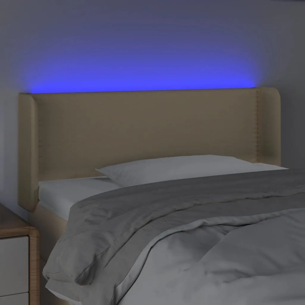 vidaXL Κεφαλάρι Κρεβατιού LED Κρεμ 103x16x78/88 εκ. Υφασμάτινο