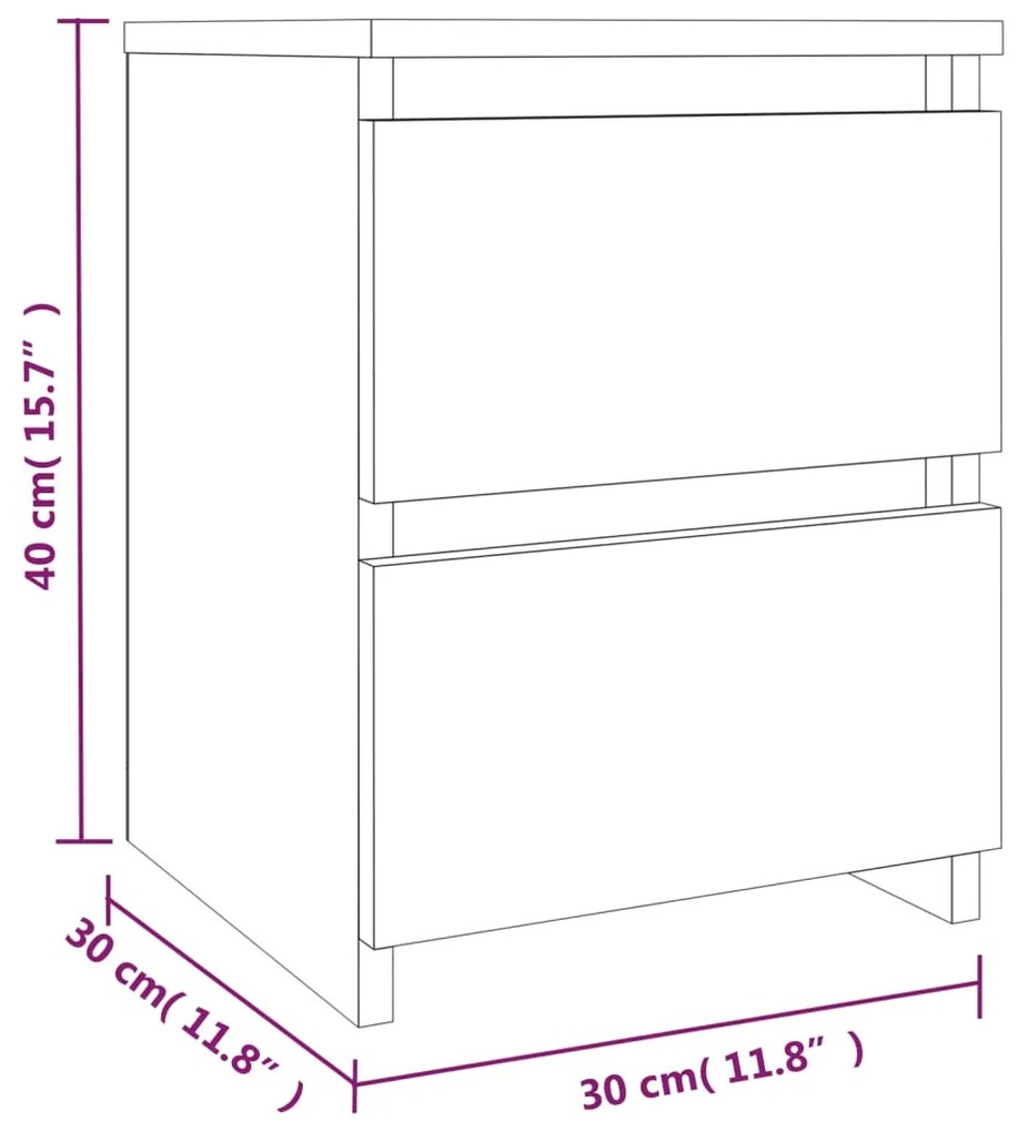 vidaXL Κομοδίνο Γκρι Sonoma 30 x 30 x 40 εκ. από Επεξεργασμένο Ξύλο