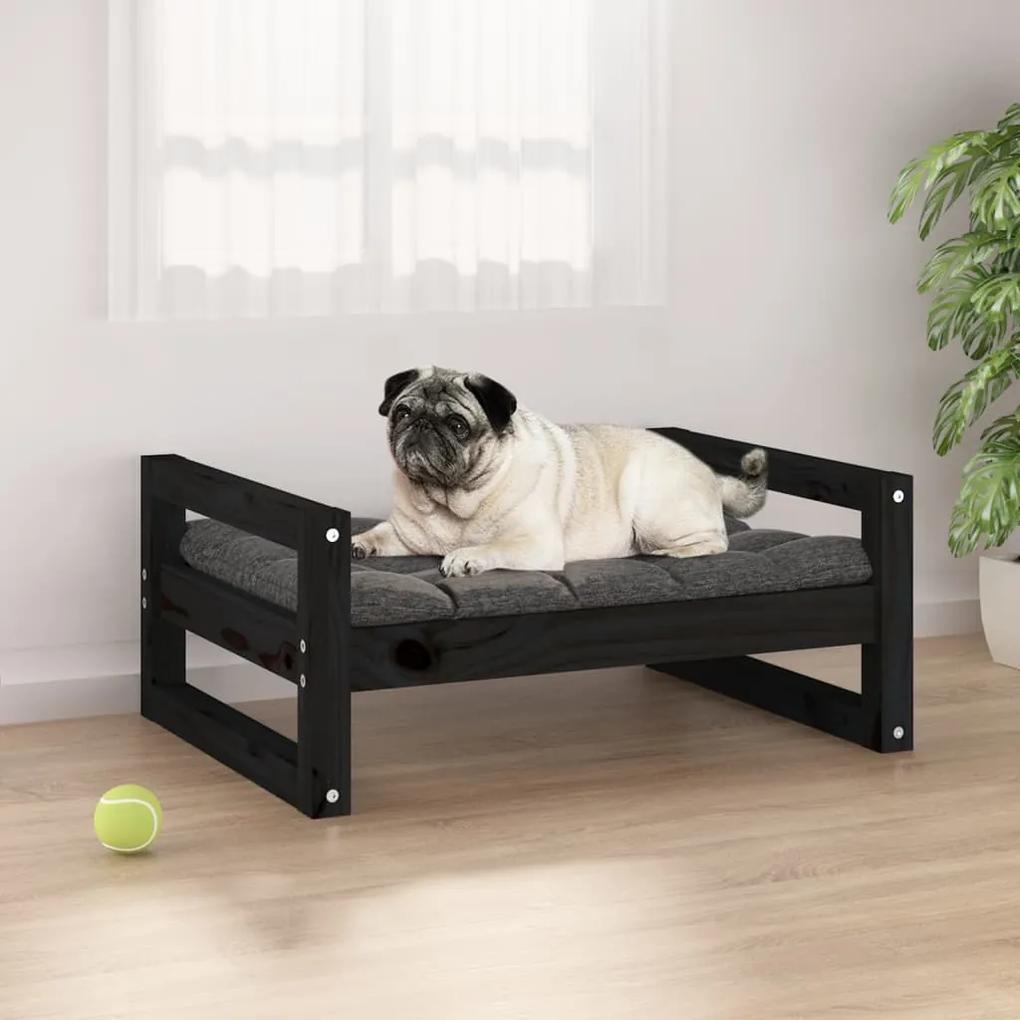 Κρεβάτι Σκύλου Μαύρο 65,5x50,5x28 εκ. από Μασίφ Ξύλο Πεύκου