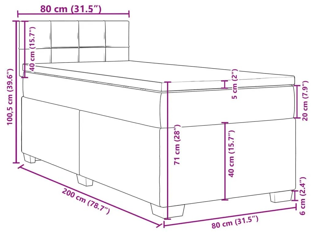 Κρεβάτι Boxspring με Στρώμα Σκούρο Μπλε 80 x 200 εκ. Βελούδινο - Μπλε