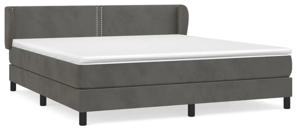 vidaXL Κρεβάτι Boxspring με Στρώμα Σκούρο Γκρι 160x200 εκ. Βελούδινο