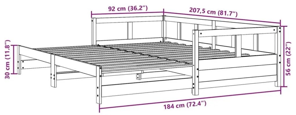 Καναπές Κρεβάτι Χωρίς Στρώμα Καφέ 90x200 εκ. Μασίφ Ξύλο Πεύκου - Καφέ