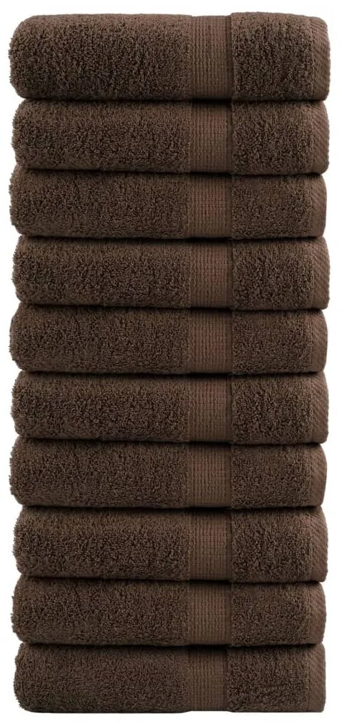 vidaXL Πετσέτες Μπάνιου Premium SOLUND 10 τεμ. Καφέ 70x140 εκ. 600 γρ./μ²
