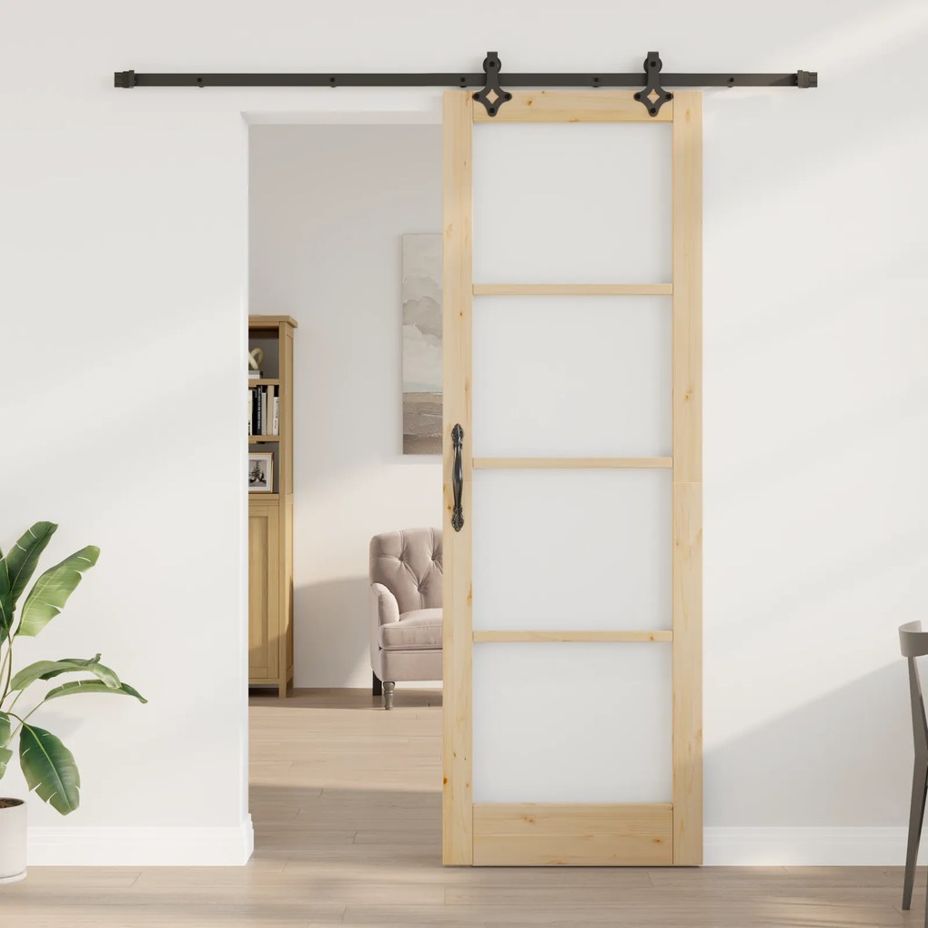 vidaXL Συρόμενη Πόρτα με Σετ Υλικών 78x232 εκ. Μασίφ Ξύλο Πεύκου