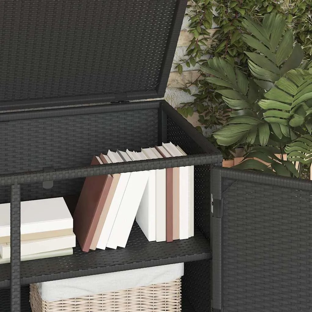 vidaXL Ντουλάπι Αποθήκευσης Κήπου Μαύρο 110x55,5x60,5 εκ. Συνθ. Ρατάν