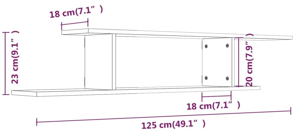 Ράφι Τηλεόρασης Καφέ Δρυς 125 x 18 x 23 εκ. Επεξεργασμένο Ξύλο - Καφέ