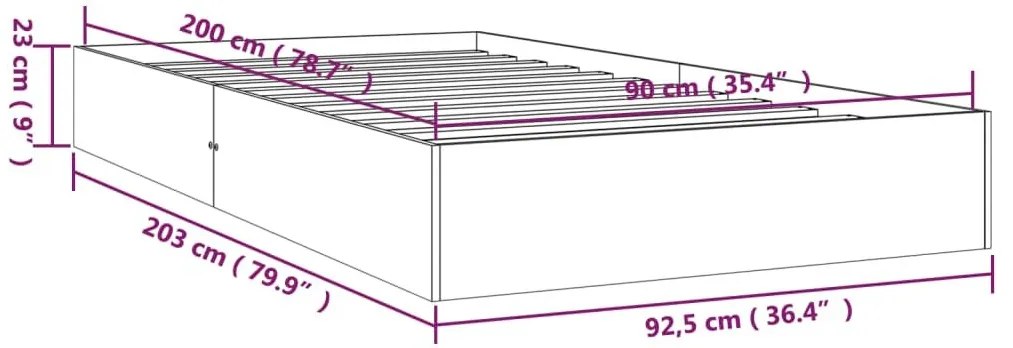 Πλαίσιο Κρεβατιού Λευκό 90 x 200 εκ. από Μασίφ Ξύλο - Λευκό