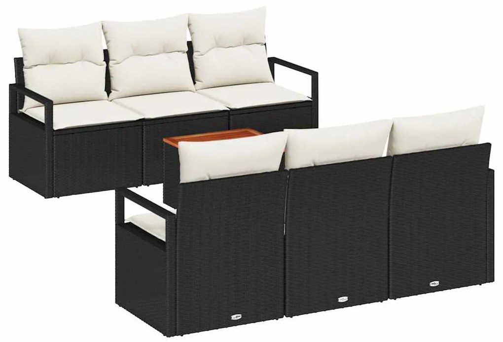 vidaXL Σετ Καναπέ Κήπου 7 pcs Μαύρος, λευκός