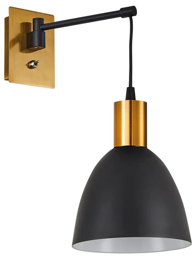 SE21-GM-9-MS2 ADEPT WALL LAMP Gold Matt and Black Metal Wall Lamp Black Metal Shade+