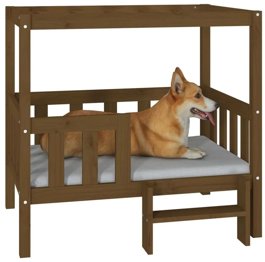 Κρεβάτι Σκύλου Μελί 95,5x73,5x90 εκ. από Μασίφ Ξύλο Πεύκου - Καφέ