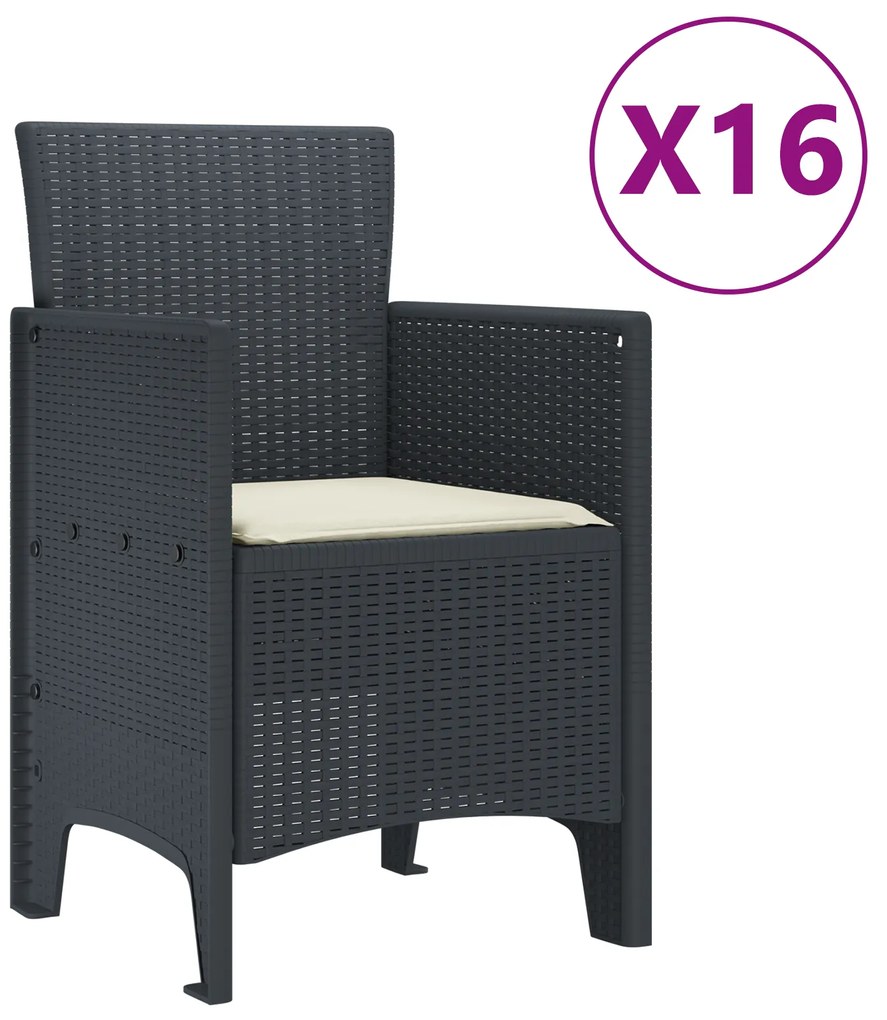 vidaXL Σετ Τραπεζαρίας Κήπου με Μαξιλάρια 17 pcs Ανθρακί Large