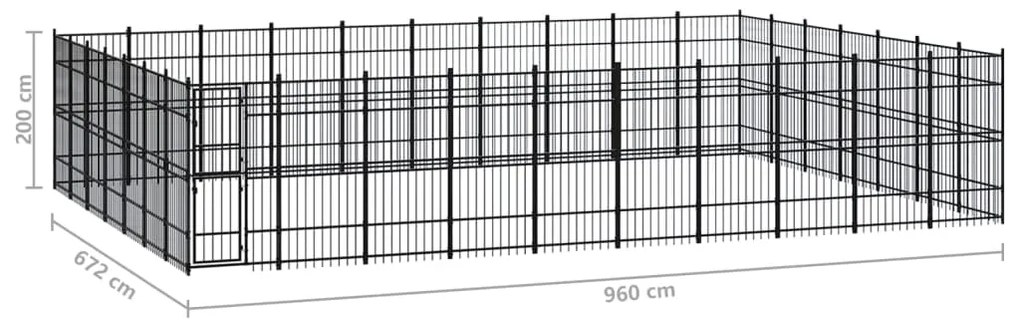 Κλουβί Σκύλου Εξωτερικού Χώρου 64,51 μ² από Ατσάλι - Μαύρο