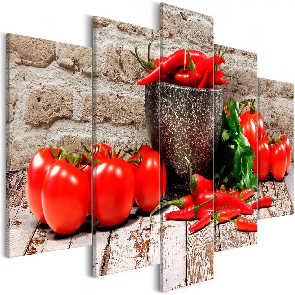 Πίνακας - Red Vegetables (5 Parts) Brick Wide 100x50