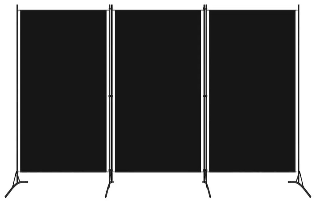 Διαχωριστικό Δωματίου με 3 Πάνελ Μαύρο 260 x 180 εκ. - Μαύρο