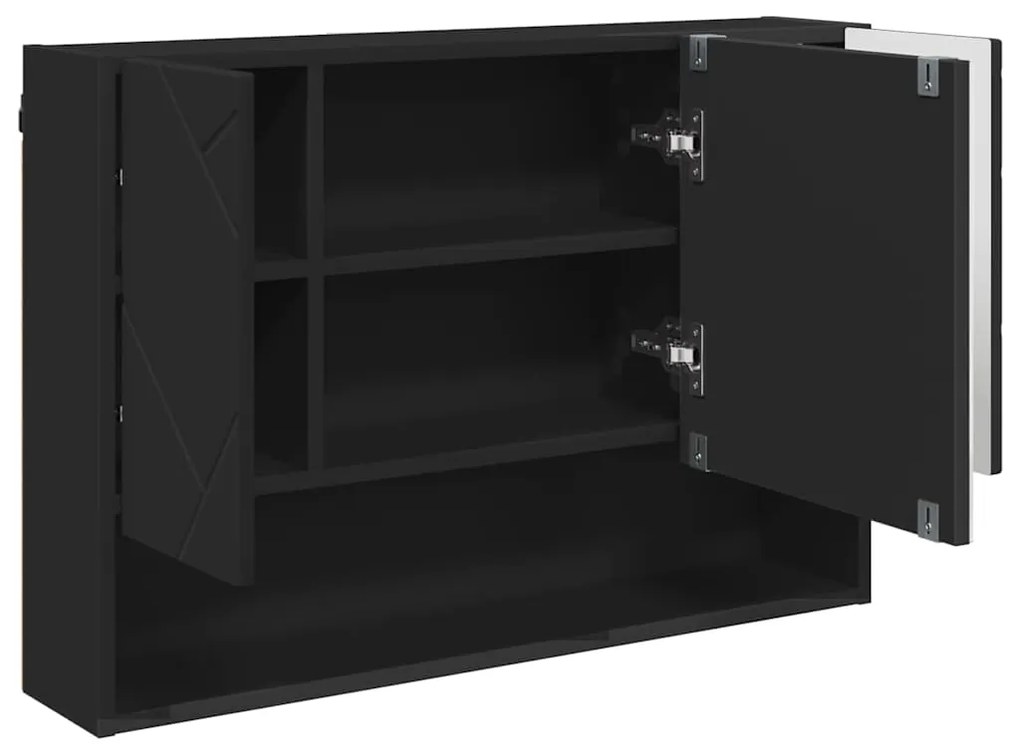 vidaXL Σετ Επίπλων Μπάνιου με συρτάρι με ράφι Επιτοίχιο 3 pcs Μαύρο