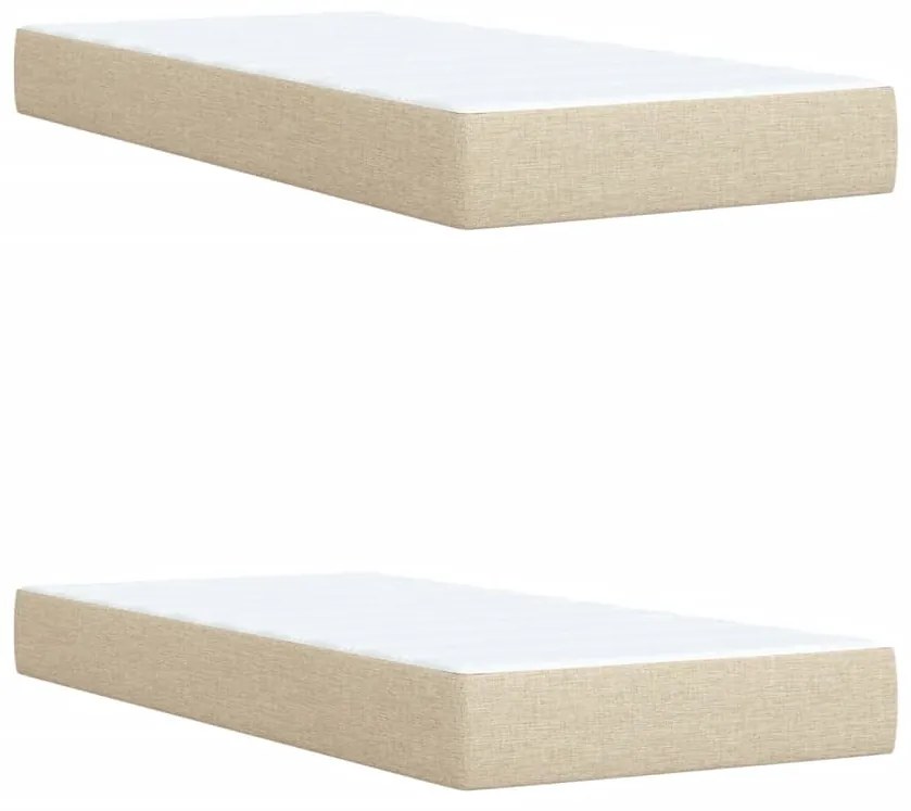 Κρεβάτι Boxspring με Στρώμα Κρεμ 200x200 εκ. Υφασμάτινο - Κρεμ