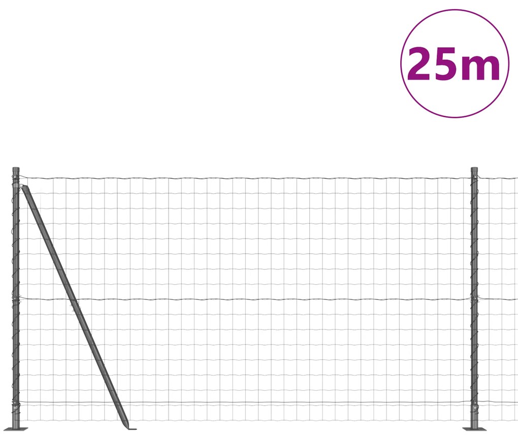 vidaXL Euro Fence Σετ 2 Γκρι Ατσάλι 25 x 1.2 μ Ανθεκτικός