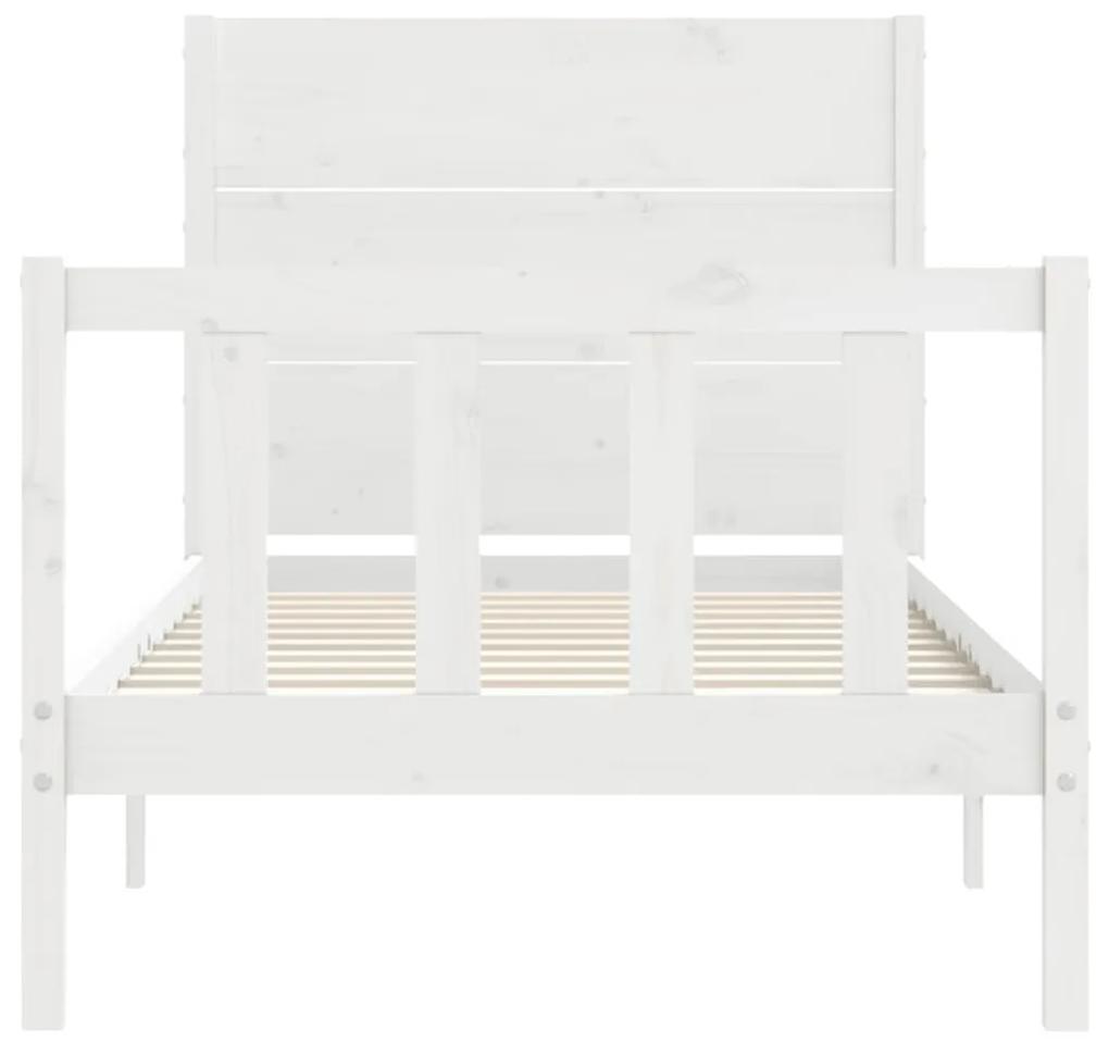 vidaXL Πλαίσιο Κρεβατιού με Κεφαλάρι Λευκό 100x200 εκ. Μασίφ Ξύλο