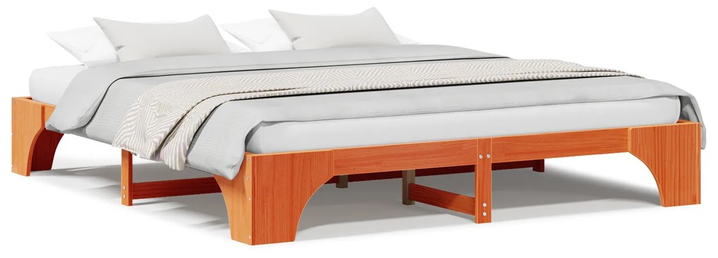 vidaXL Σκελετός Κρεβατιού Κερωτό Καφέ 180x200 cm Στερεό Ξύλο Πεύκου