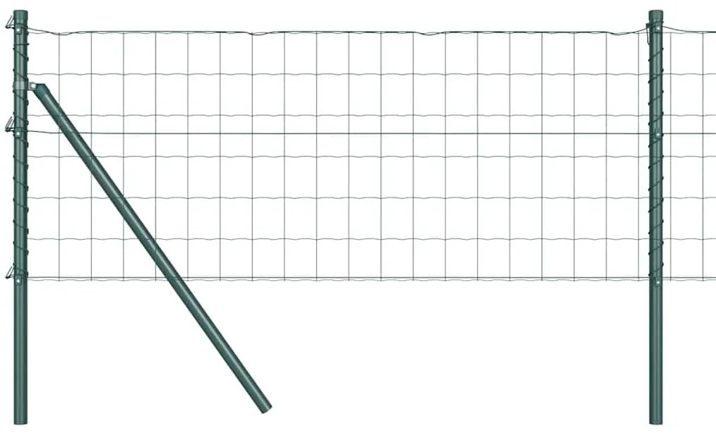 vidaXL Φράχτης με Στήλες. Πράσινο 0.8 x 10 m Ατσάλι