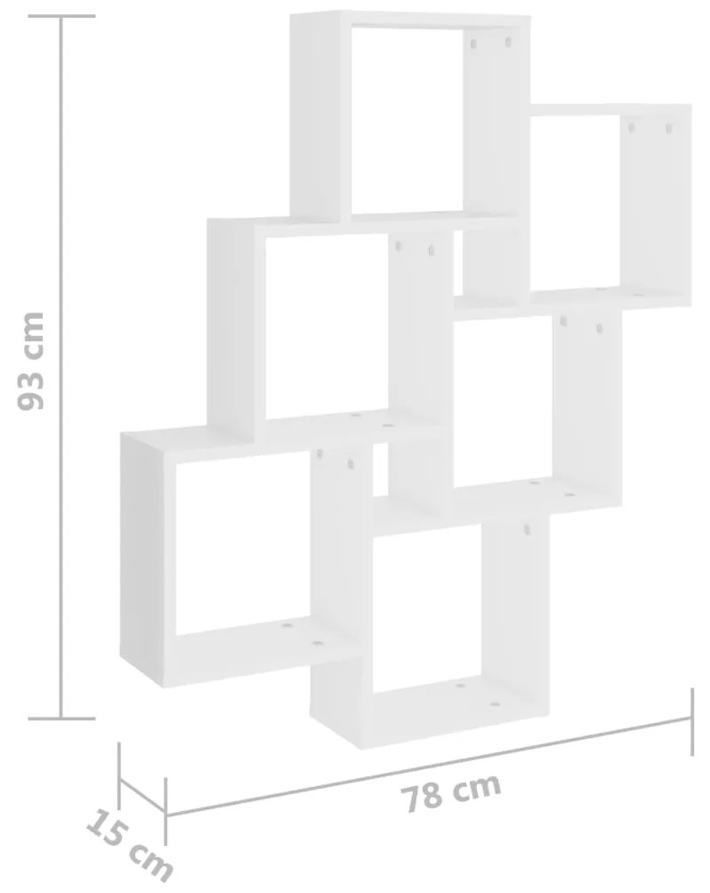 vidaXL Ραφιέρα Τοίχου με Κύβους Λευκή 78 x 15 x 93 εκ. από Επεξ. Ξύλο