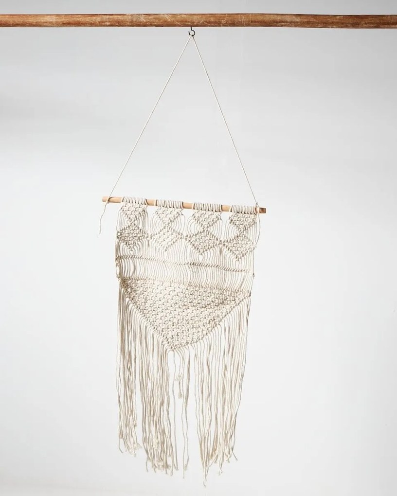 Boho Διακοσμητικό Τοίχου Macrame με Κρόσσια Navi 40x70cm Μπεζ