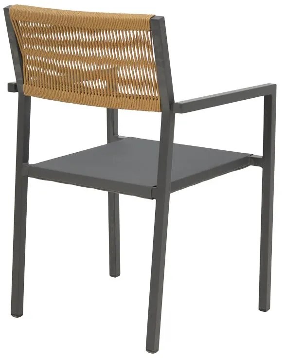 Καρέκλα - Πολυθρόνα αλουμινίου Savor στοιβαζόμενη ανθρακί σκελετός-textilene φυσικό rattan 55x58x63 εκ. 55x58x83 εκ.