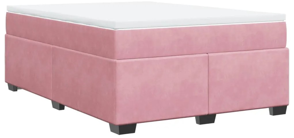 vidaXL Κρεβάτι Boxspring με Στρώμα Ροζ 160x200 εκ. Βελούδινο