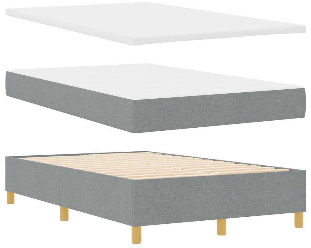 vidaXL Κρεβάτι με Στρώμα & Πάγκο Ανοιχτό Γκρι 120x200 εκ. Υφασμα