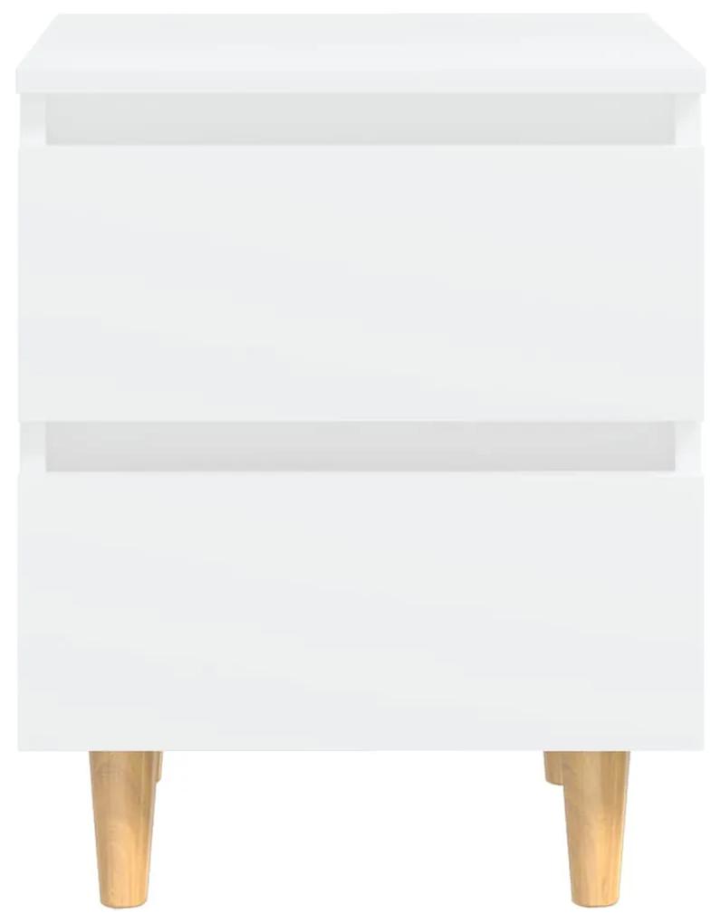 vidaXL Κομοδίνο Λευκό 40 x 35 x 50 εκ. με Πόδια από Μασίφ Ξύλο Πεύκου
