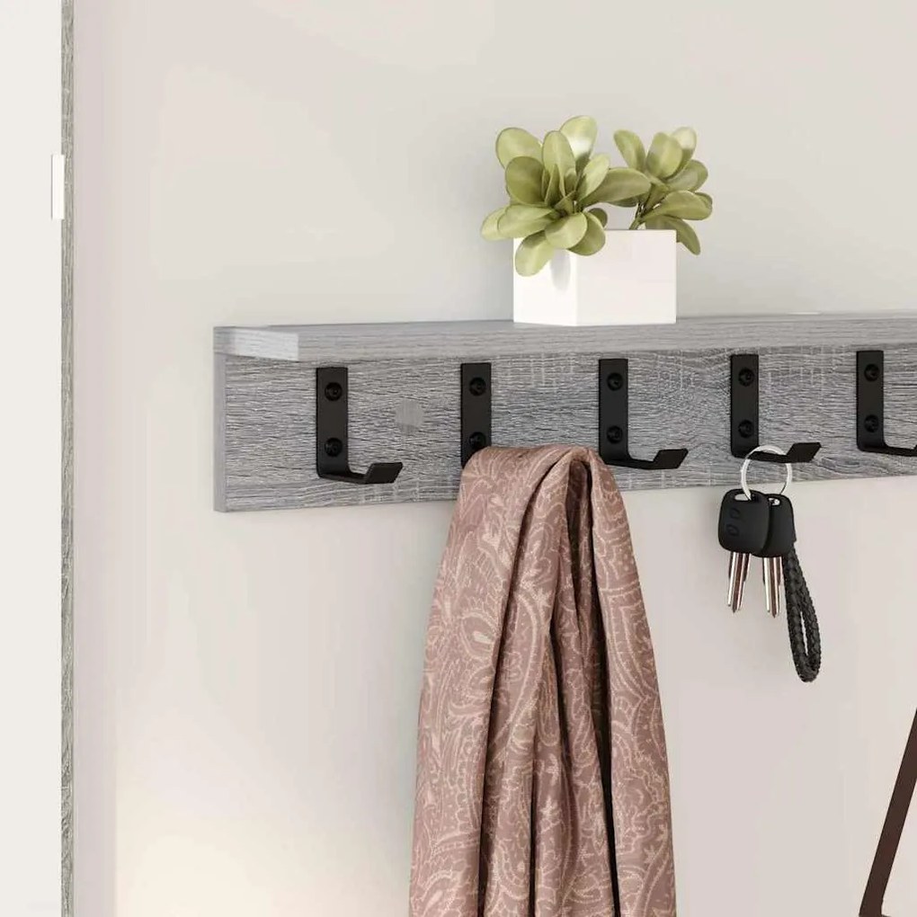 vidaXL Τοίχου Κρεμάστρα με ράφι Γκρι sonoma 100 x 10.5 x 10.5 εκ
