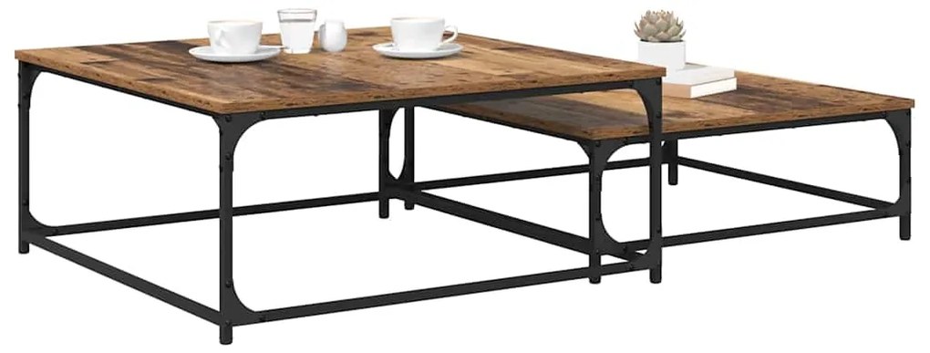 vidaXL Τραπεζάκι σαλονιού 2 pcs Παλιό Ξύλο Επεξεργασμένο ξύλο