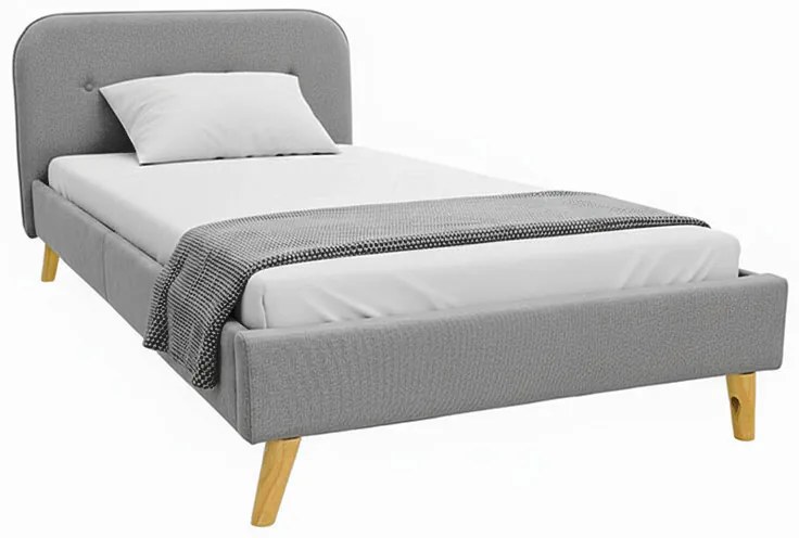 Κρεβάτι LumiLux pakoworld ύφασμα σε γκρι απόχρωση 100x200εκ