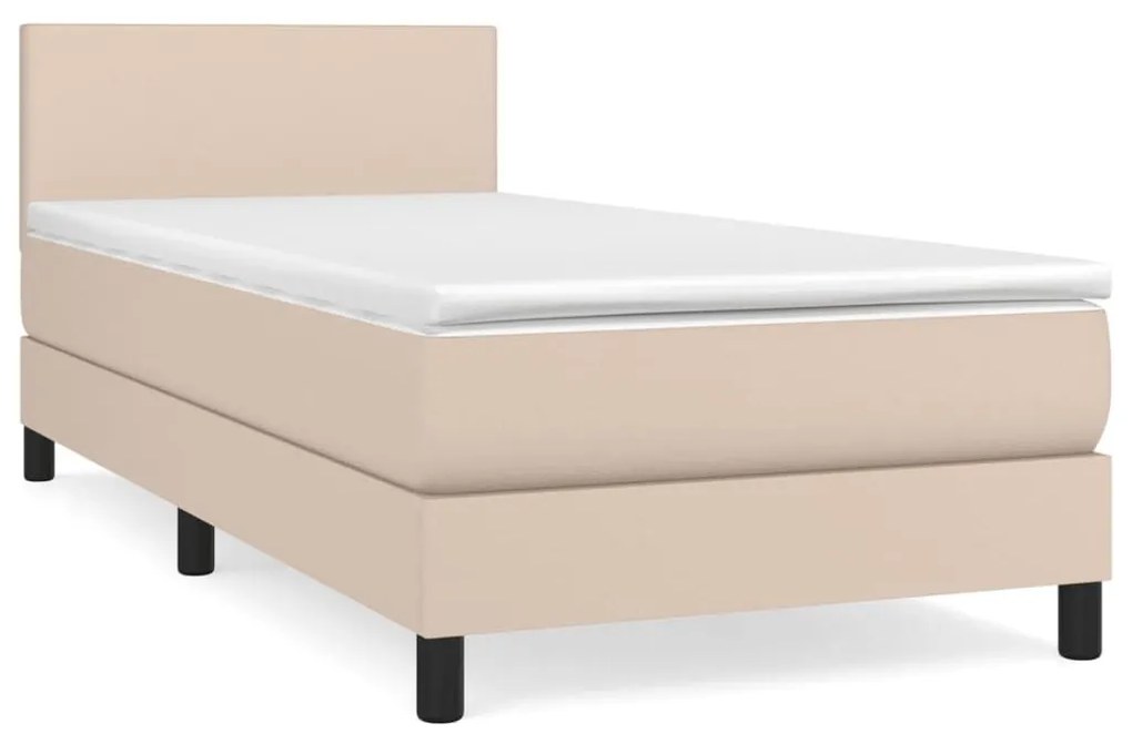 Κρεβάτι Boxspring με Στρώμα Καπουτσίνο 80x200 εκ. Συνθ. Δέρμα - Καφέ