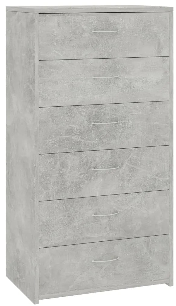 vidaXL Συρταριέρα με 6 Συρτάρια Γκρι Σκυροδ. 50x34x96 εκ. Επεξ. Ξύλο