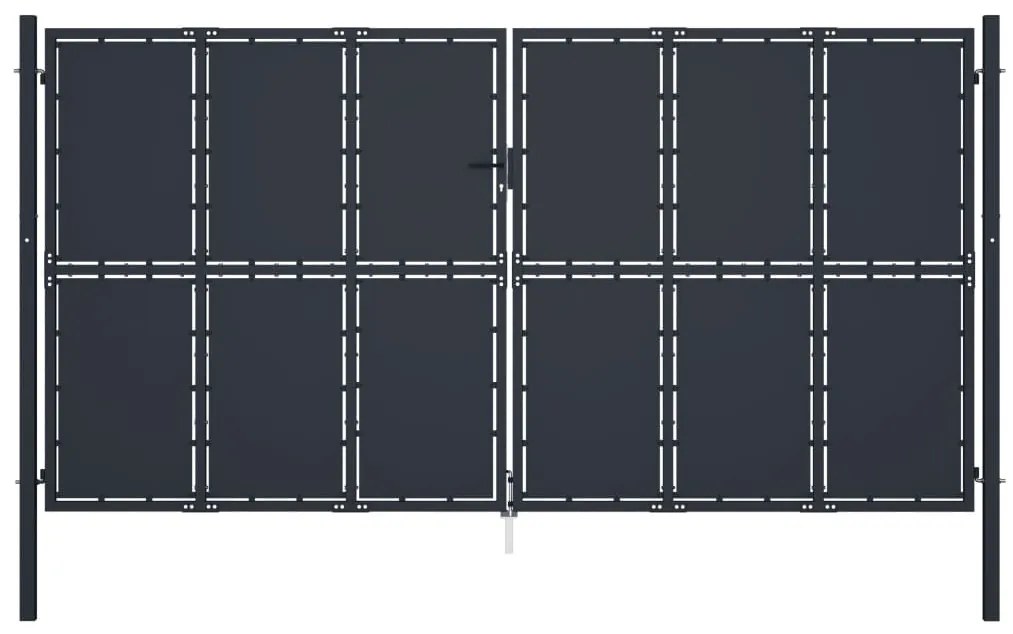 vidaXL Πόρτα Κήπου Ανθρακί 400x175 εκ. από Ατσάλι