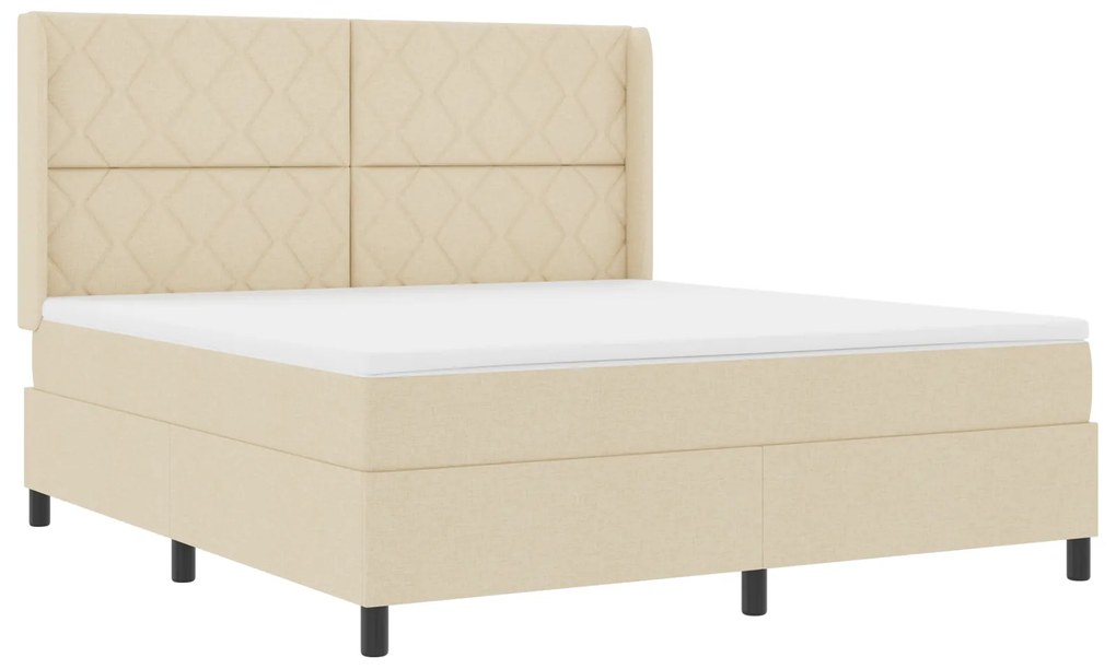 vidaXL Κρεβάτι Box Spring με Στρώμα & LED Κρεμ 180x200 εκ. Υφάσματος