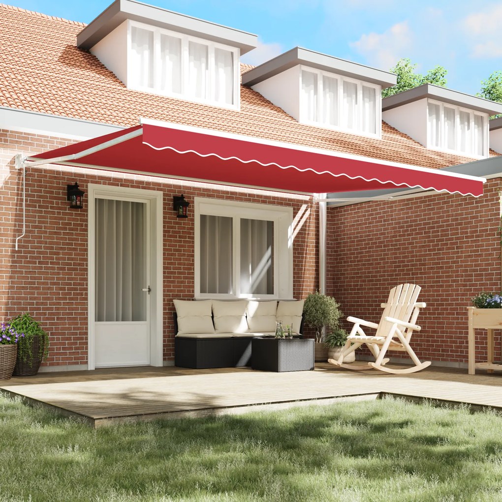 vidaXL Ανασυρόμενη Τέντα Κόκκινη 450x300 cm
