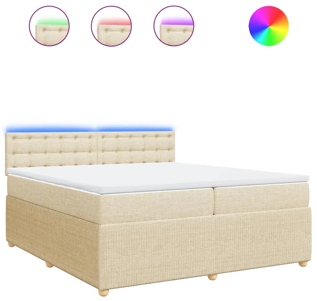 vidaXL Κρεβάτι Boxspring με Στρώμα Κρεμ 200x200 εκ. Υφασμάτινο