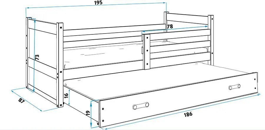 Κρεβάτι Riccon II-Γραφίτης-190 x 80