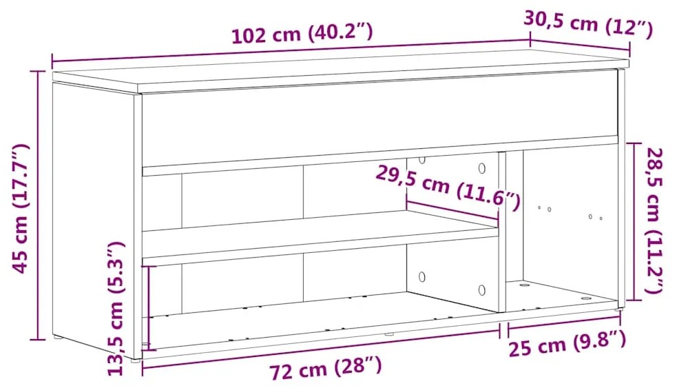 ΠΑΓΚΟΣ ΠΑΠΟΥΤΣΙΩΝ ΚΑΦΕ ΔΡΥΣ 102X30,5X45 CM ΞΥΛΟ ΜΗΧΑΝΗΣ 859142